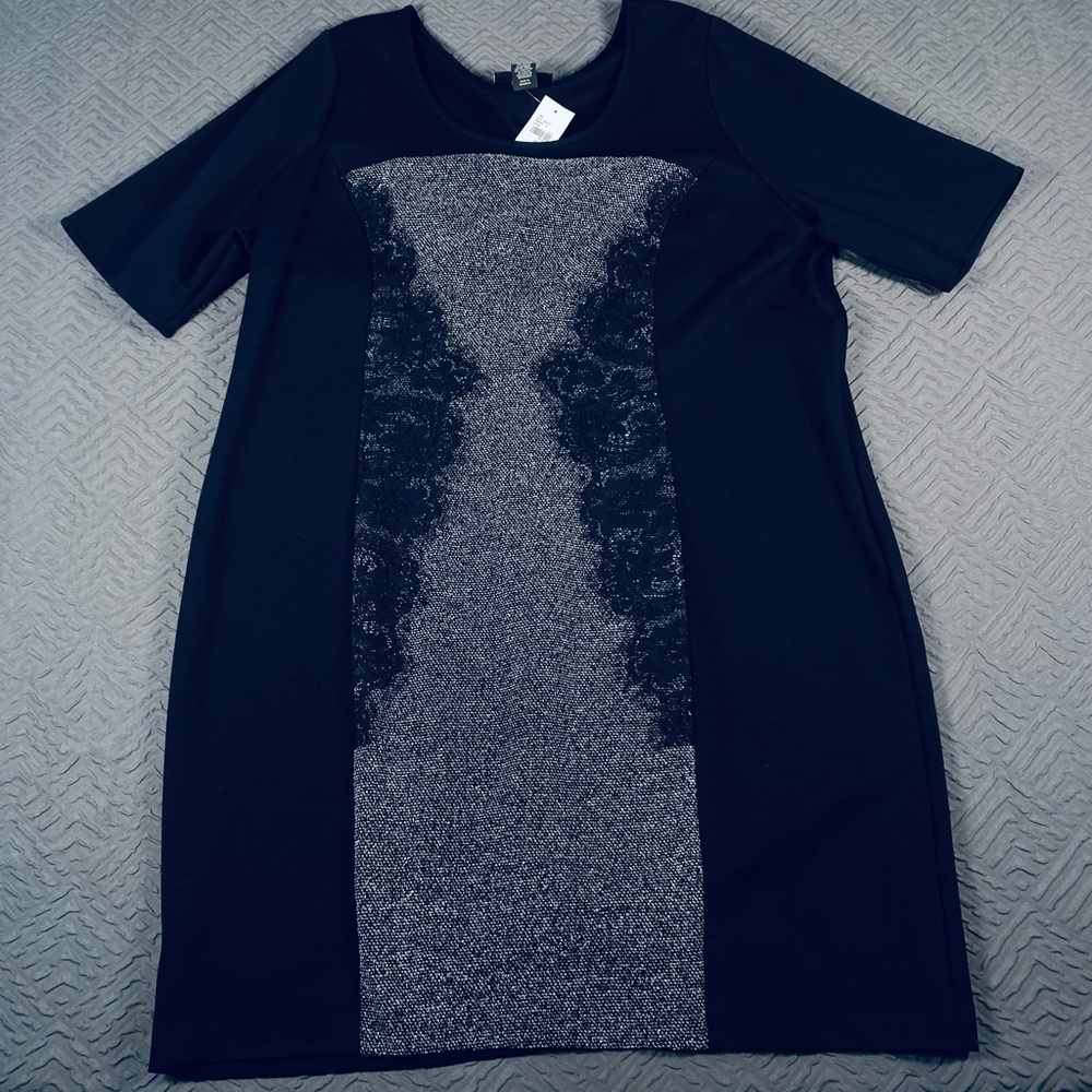 NEW Lane Bryant Sheath Dress Plus Size 22 Black with Gray Tweed